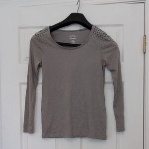 Old Navy Gray Long Sleeve Top with Studded Shoulders